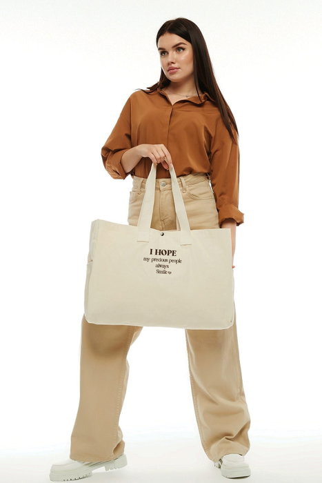 Zoozie Bags Bolsa Tote de Lona Crema